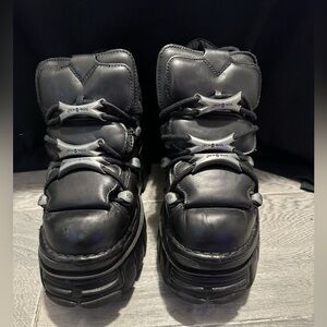 New Rock Black Chunky Platform Boots